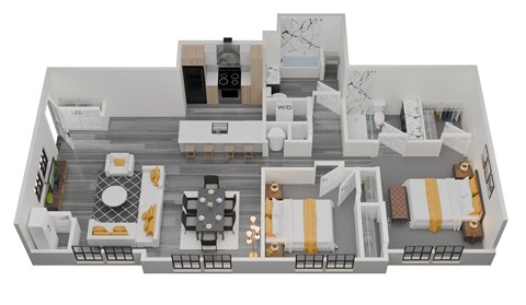 Floor plan for 2 beds, 2 baths, 1245 sqft